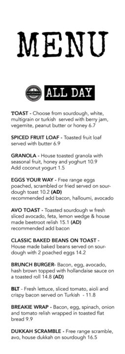 Menu – Saltbean | Kingscliff Cafe